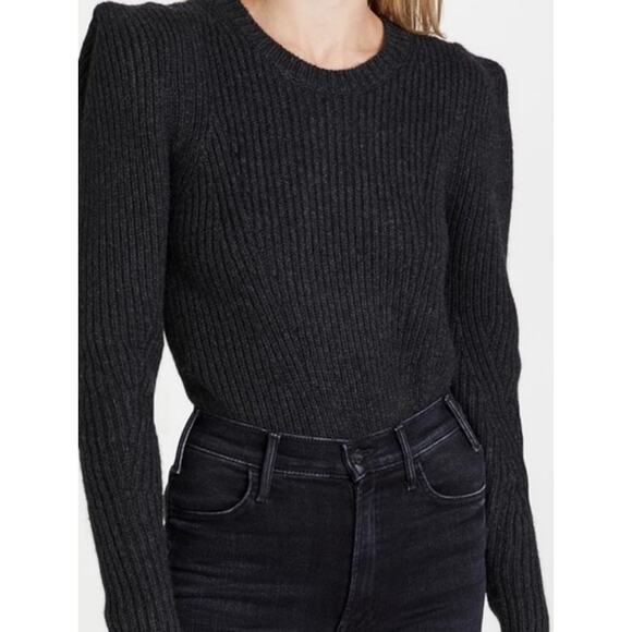 Autumn Cashmere Power Shoulder Sweater Womens Small Black Gray Wool Blend - Picture 1 of 10
